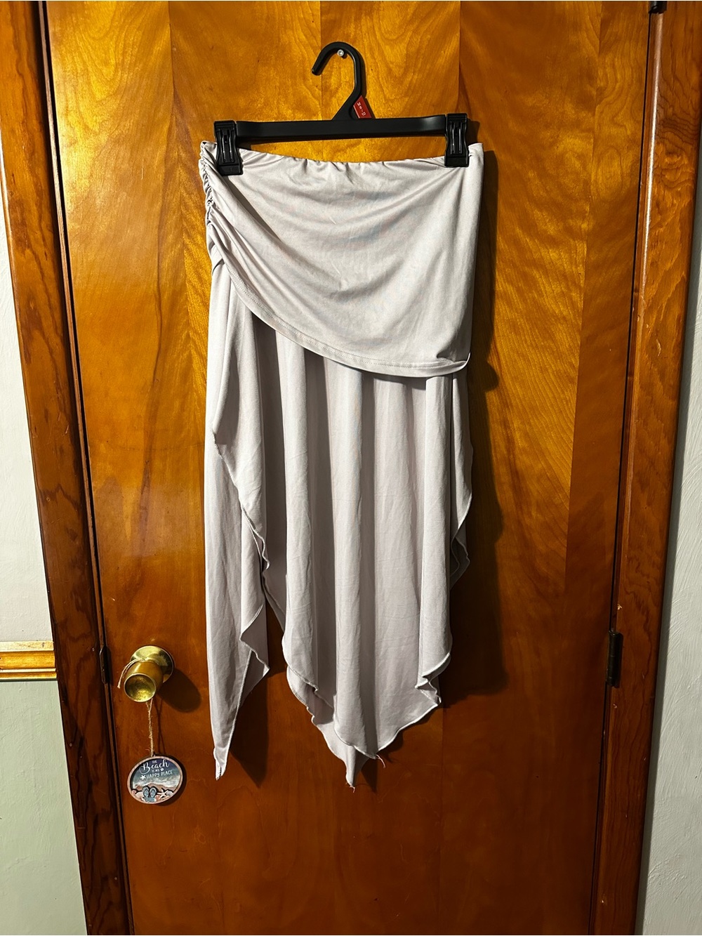 Asymmetrical Handkerchief Hem Skirt in Light Gray